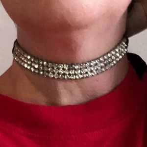 Rhinestone jewellery set. Choker bracelet earrings